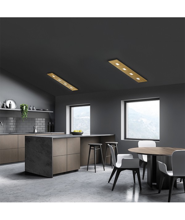 Lampada a soffitto Sparta Rettangolare foglia oro ambientata