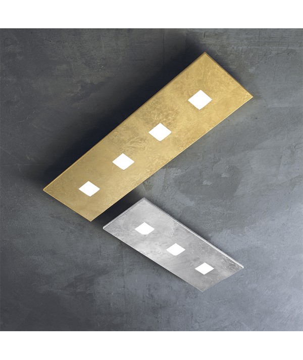 Lampada a soffitto Sparta Rettangolare foglia oro e foglia argento