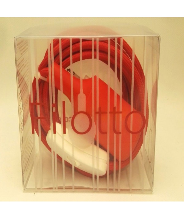 Lampada Spinello Siliconico E27 con portalampada in silicone rosso è filo in cotone rosso scatola di spedizione