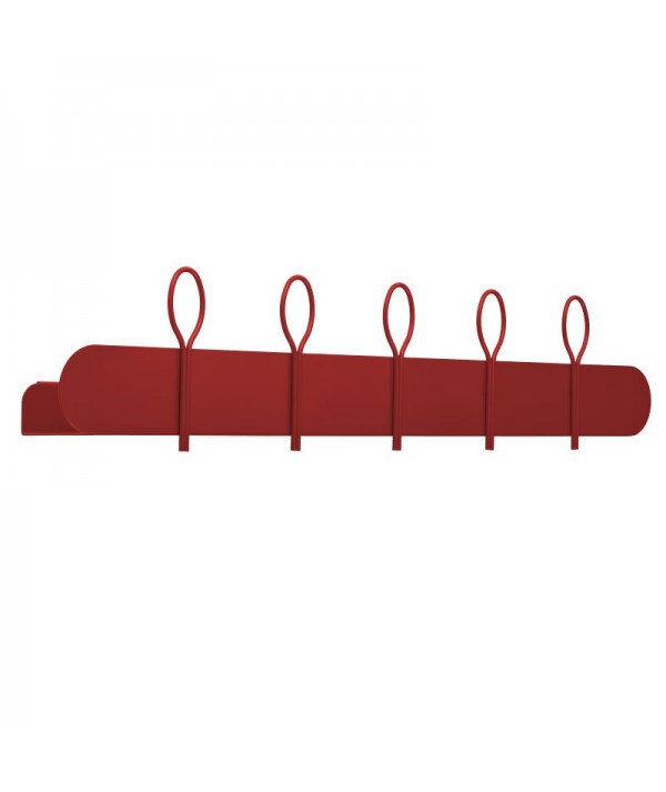 Appendiabiti Mensola Balloon 90 in metallo verniciato rosso dalia con 5 appendini
