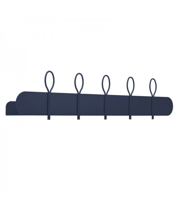 Appendiabiti Mensola Balloon 90 in metallo verniciato blu navy con 5 appendini