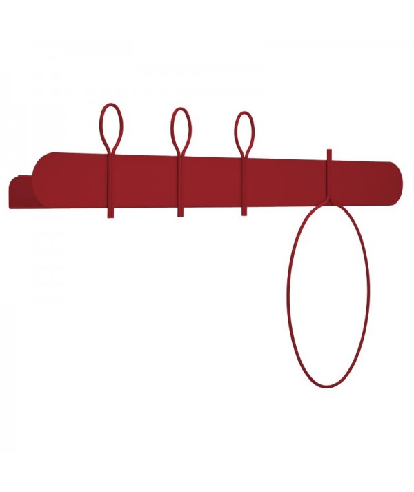 Appendiabiti Mensola da parete Balloon Bis in metallo colorato rosso dalia