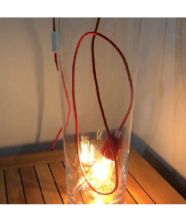 Lampada Spinello Ceramico E27 con portalampada in ceramica rossa