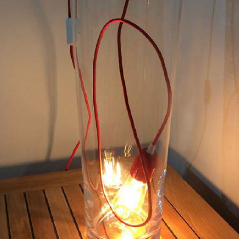 Lampada Spinello Ceramico E27 con portalampada in ceramica rossa