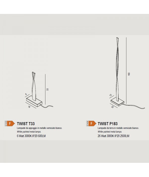 Scheda tecnica Lampada da terra lampada da tavolo Twist