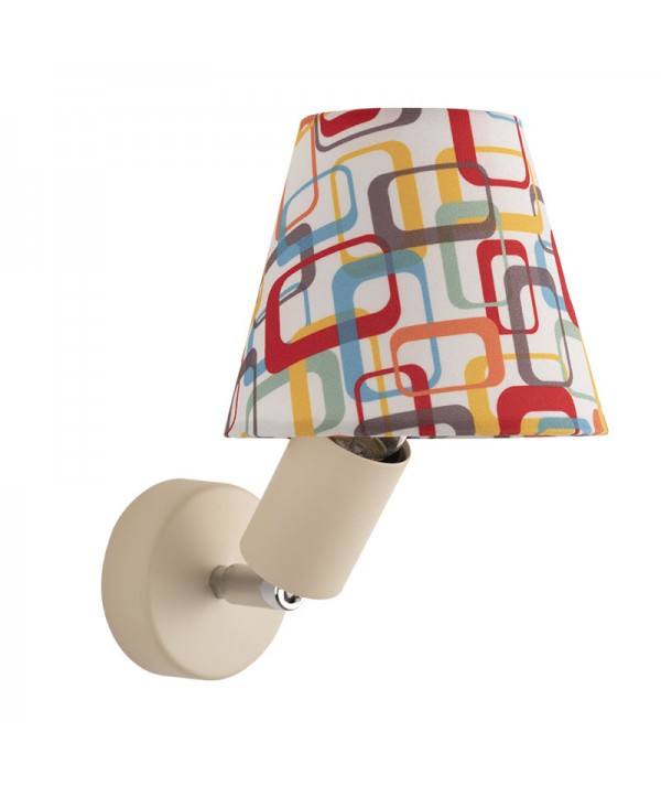 applique con snodo in metallo  di Filotto con paralume quadri bianco