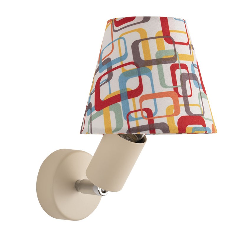 applique con snodo in metallo  di Filotto con paralume quadri bianco