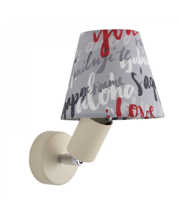 applique con snodo in metallo  di Filotto con paralume scritte grigio