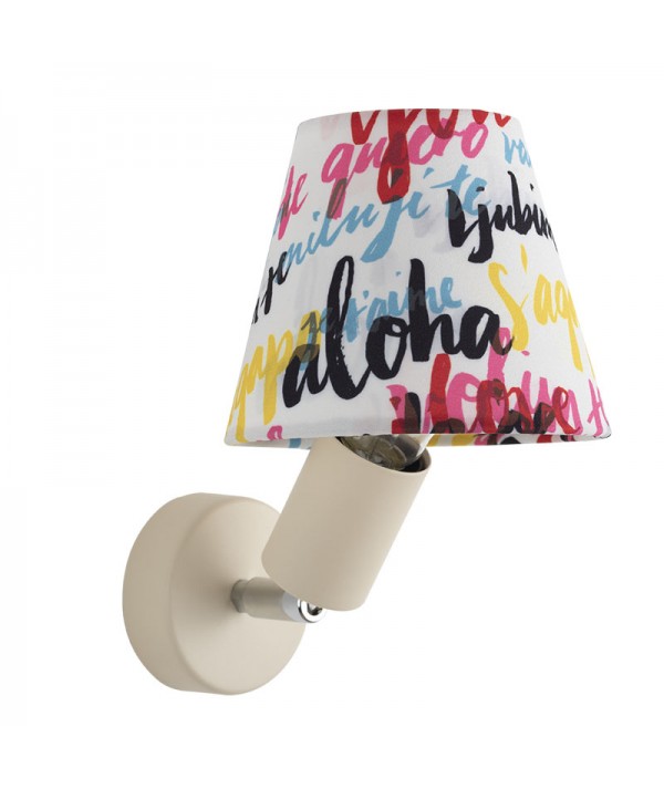 applique con snodo in metallo  di Filotto con paralume scritte