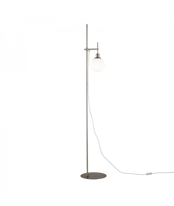 lampada da terra in metallo e vetro satinato nickel
