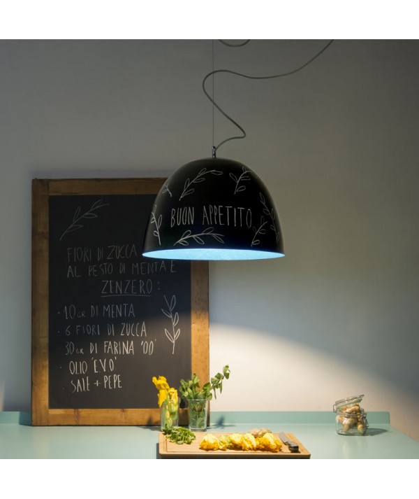 Lampada H2O Lavagna in vetroresina di colore nero ed interno azzurro