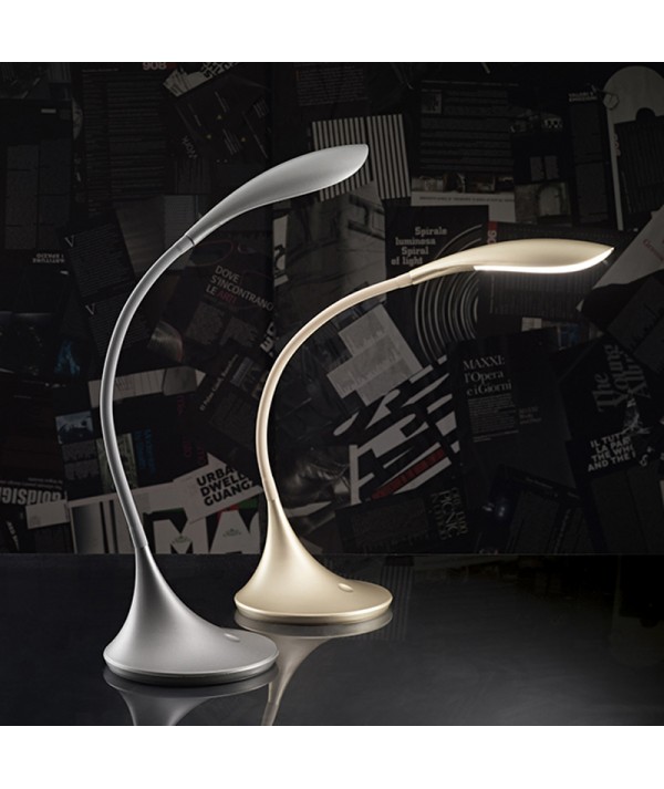 Lampada da tavolo Stelo di colore oro opaco e grigio metallizzato opaco