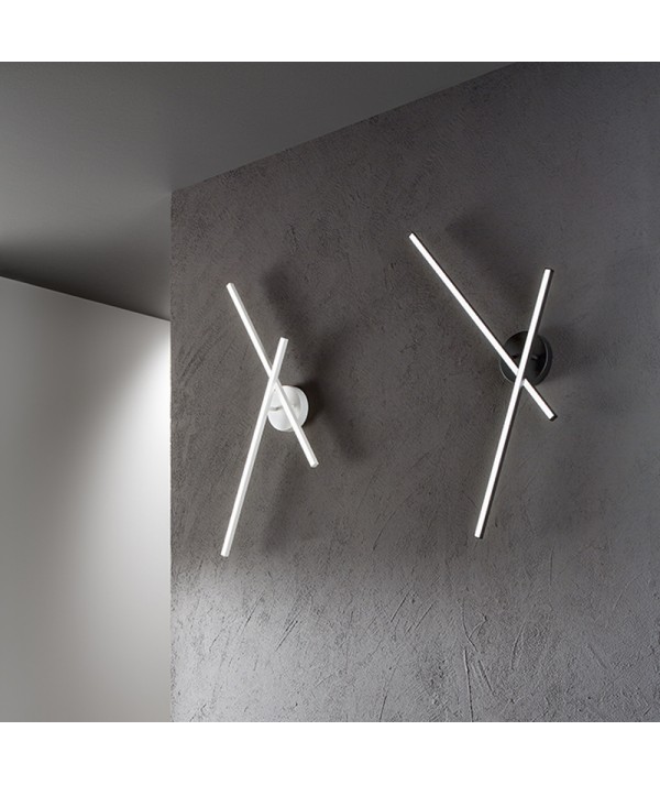 Applique Syncro Perenz in metallo e acciaio bianca e nero