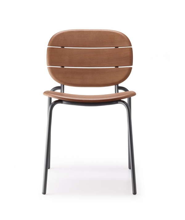 Sedia Si-si wood in legno per esterno scab design acciaio