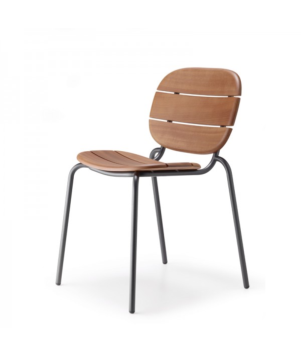 Sedia Si-si wood in legno per esterno scab design acciaio