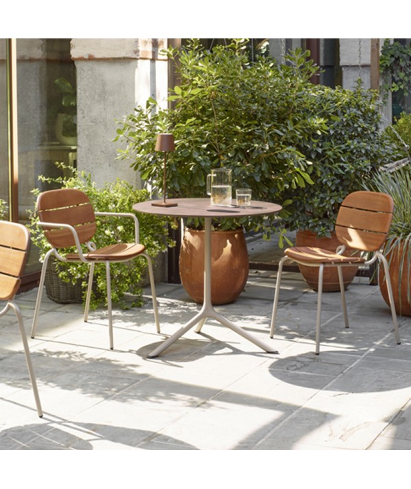 Sedia Si-si wood in legno per esterno scab design acciaio