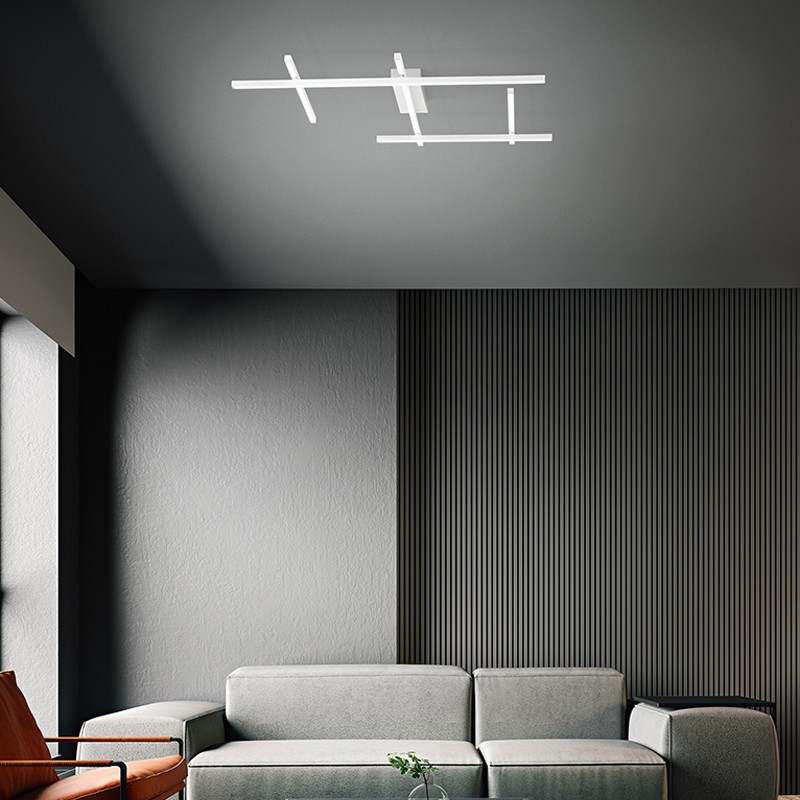 lampada a soffitto in metallo bianco di perenz ambientata lampada a soffitto in metallo bianco di perenz ambientata