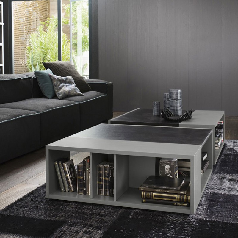 Tavolino Norman quadrato in legno con vano libreria Tavolino Norman quadrato in legno con vano libreria