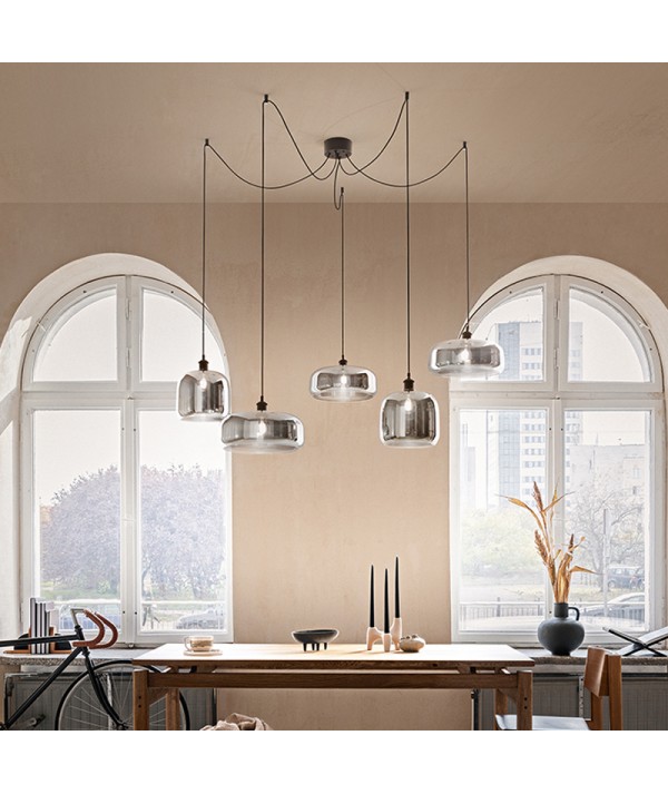 lampada a sospensione fumè specchiato perenz linea anima