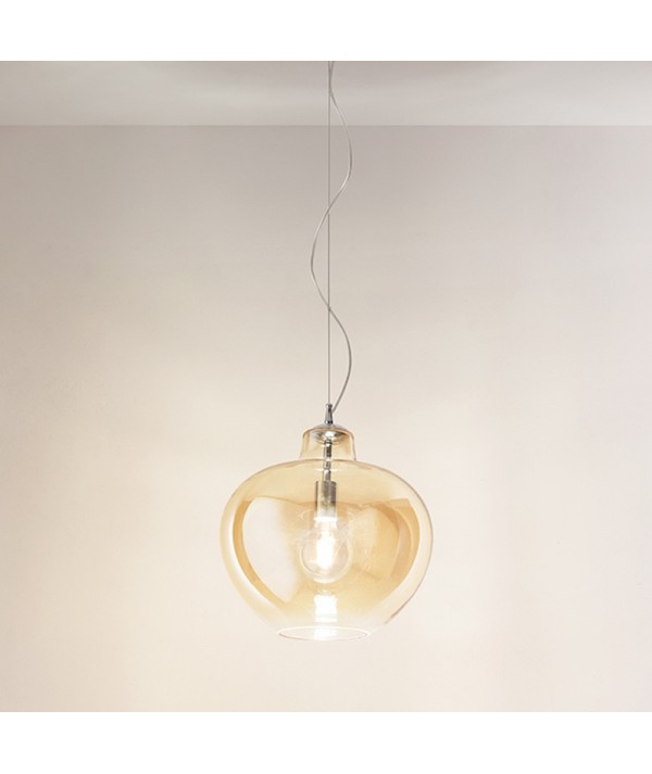 lampada bowl perenz in vetro soffiato ambra specchiato