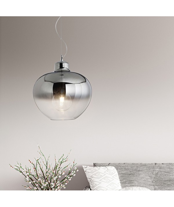 lampada bowl perenz in vetro soffiato fumé specchiato