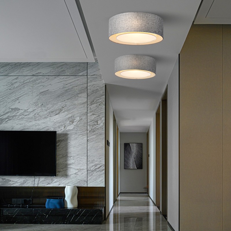 lampada a soffitto Bergamo maytoni minimal e in tessuto misto lino colore beige