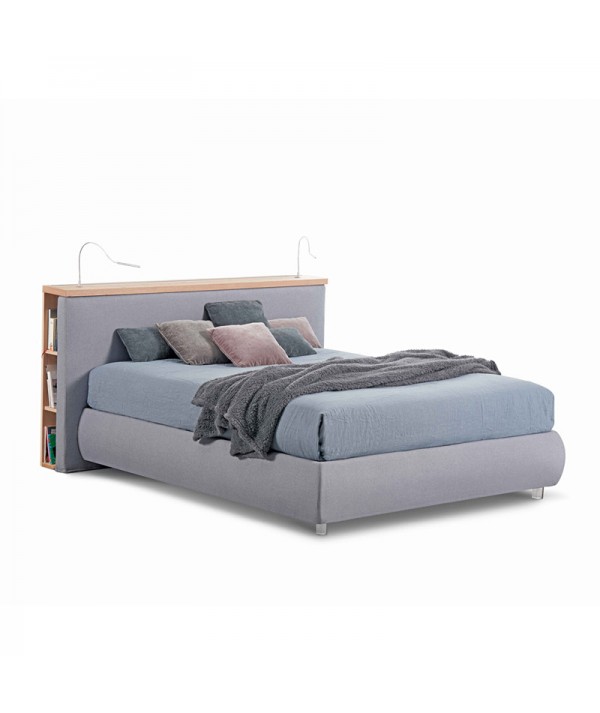 letto matrimoniale alba con fascia giroletto alta 28 cm bombato con contenitore  e libreria di lettissimi