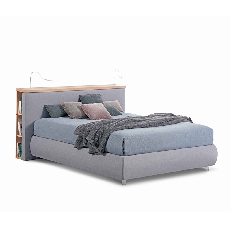 letto matrimoniale alba con fascia giroletto alta 28 cm bombato con contenitore  e libreria di lettissimi