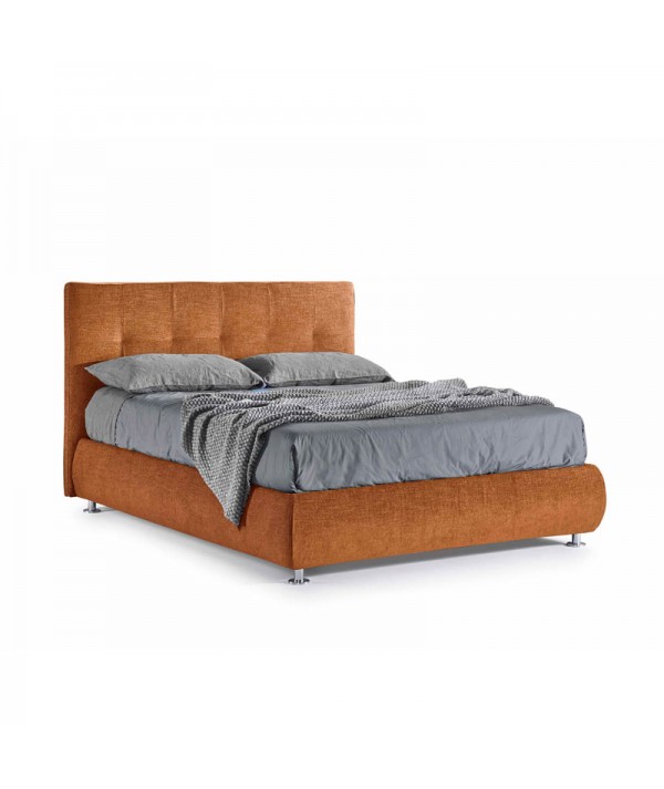 letto vela basso con contenitore e giroletto alto 28 cm bombato, testata con bottoni, di lettissimi