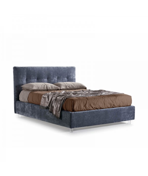 letto vela basso con contenitore e giroletto alto 28 cm, testata con bottoni, di lettissimi
