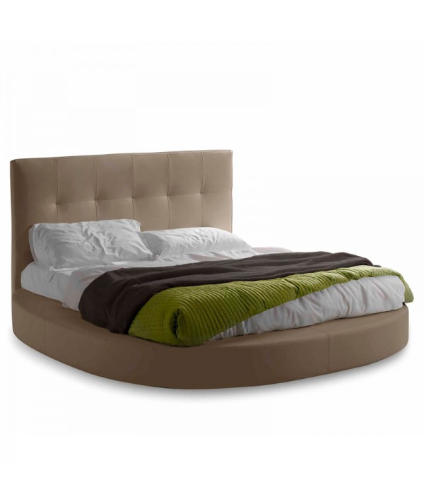 letto vela basso con contenitore e giroletto alto 22 cm dalla forma rotonda, testata con bottoni, di lettissimi
