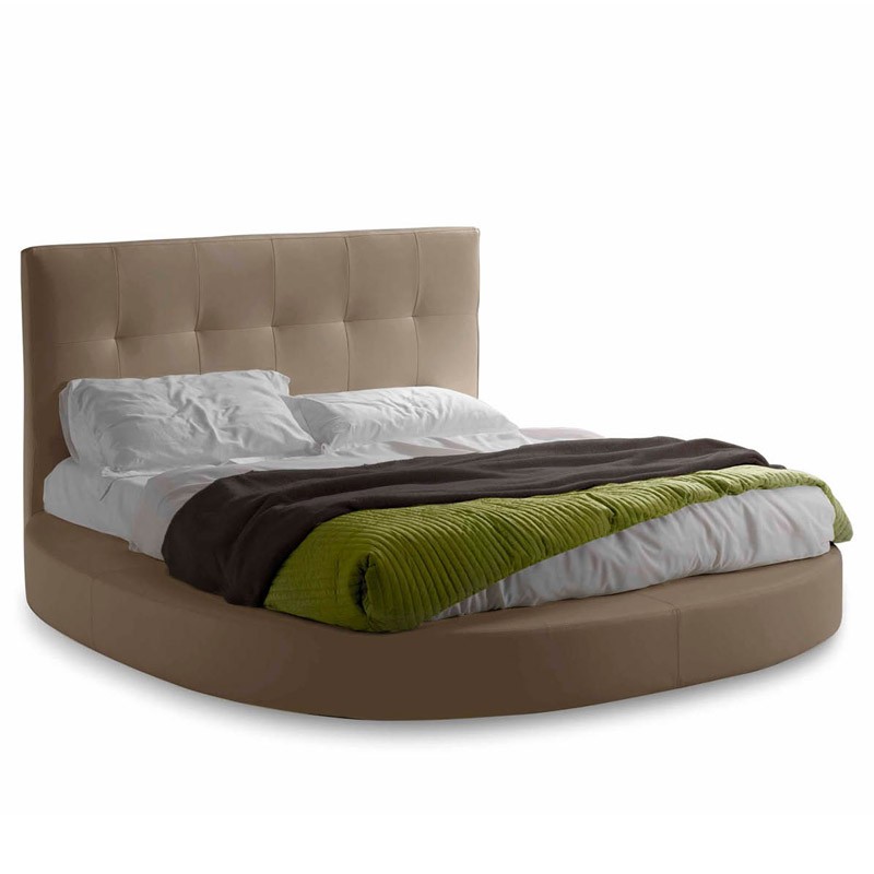 letto vela basso con contenitore e giroletto alto 22 cm dalla forma rotonda, testata con bottoni, di lettissimi