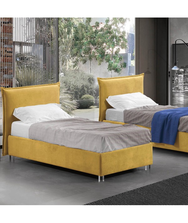letto singolo Fenice con contenitore e giroletto alto 22 cm Slim