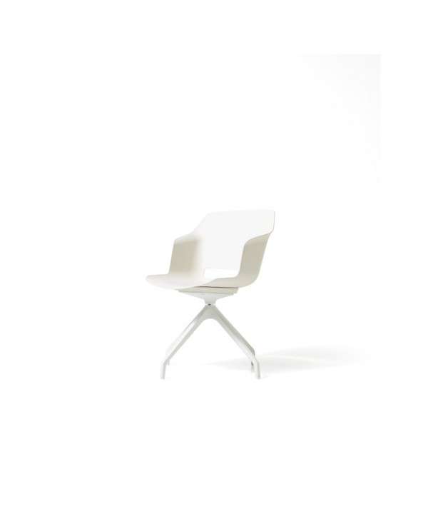Sedia Clop con scocca e telaio girevole bianco di Diemme