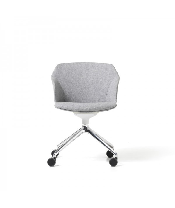 Poltroncina con telaio girevole cromato e ruote