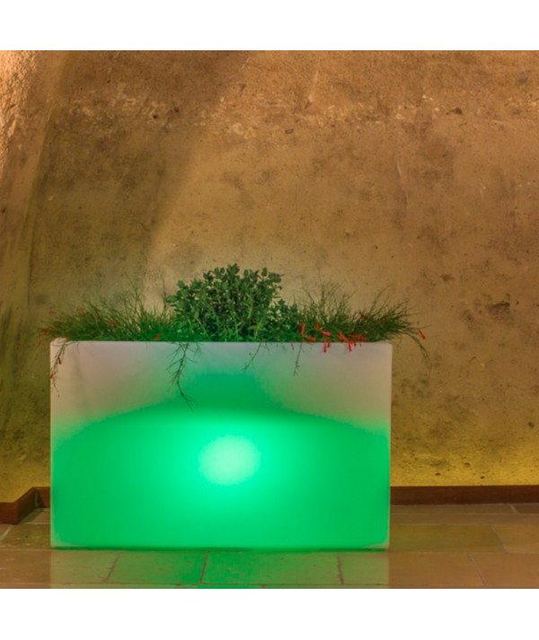 vaso flowerpot bright con luce verde