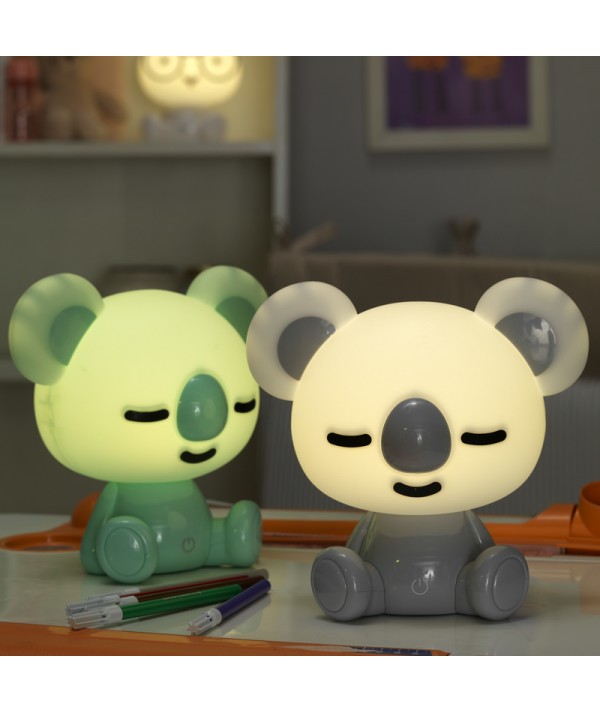 lampada Koala illuminata  grigio e verde menta