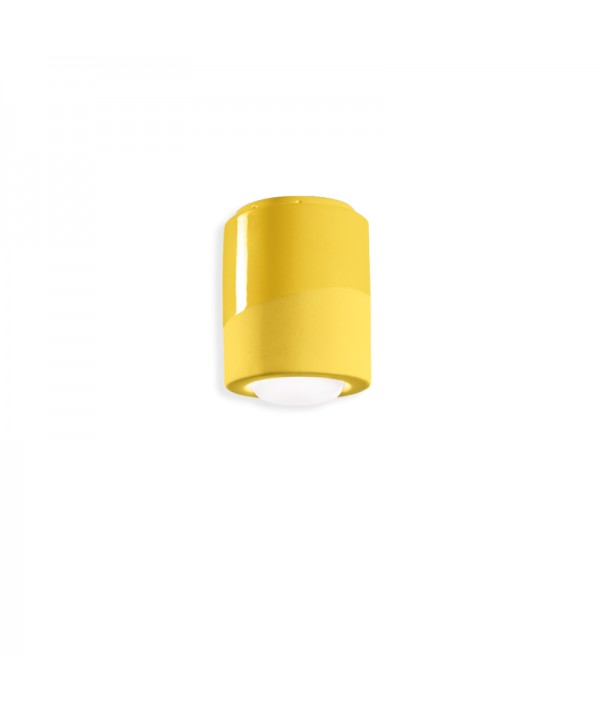 lampada a soffitto di ferroluce in ceramica giallo limone