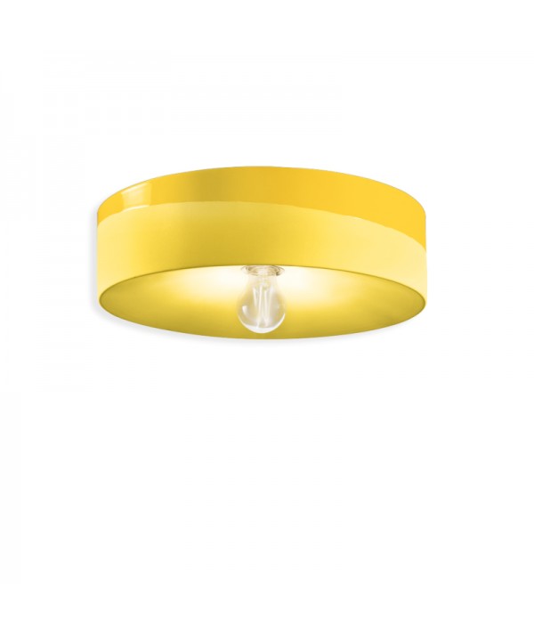 lampada a soffitto di ferroluce in ceramica giallo