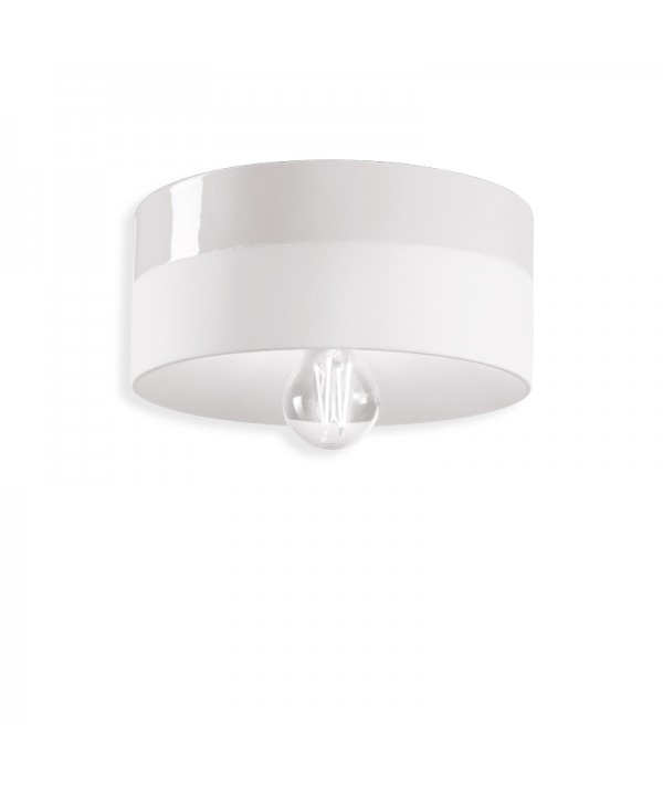 lampada a soffitto di ferroluce in ceramica bianco naturale