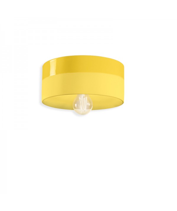 lampada a soffitto di ferroluce in ceramica giallo limone