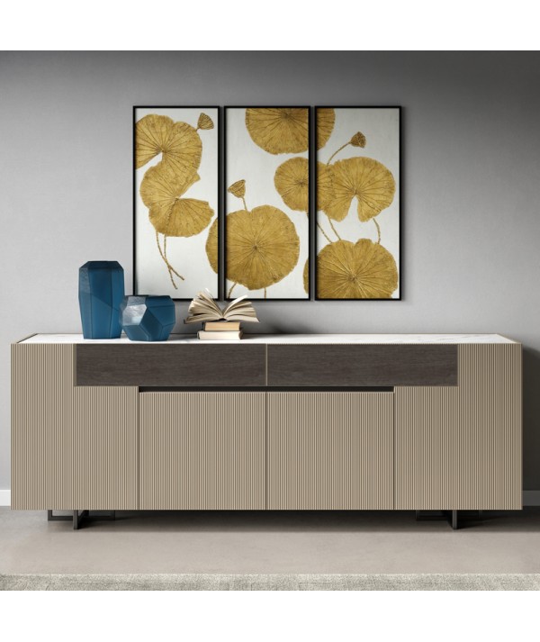 credenza in cannette e legno