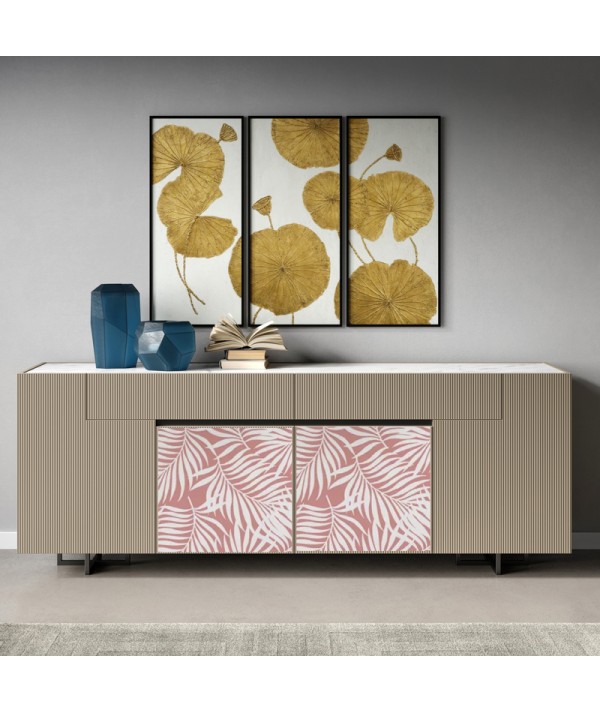 credenza in cannette e legno