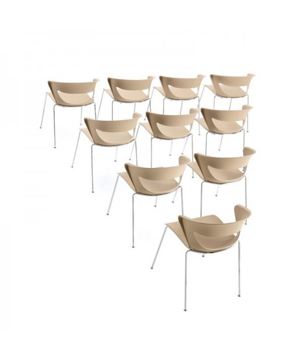 sedia Kicca color tortora con gambe a in metallo cromato