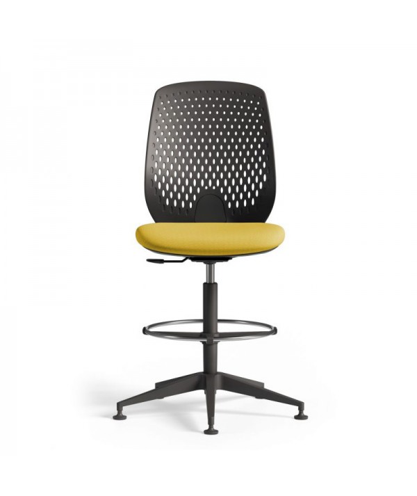 Sgabello da Ufficio Key Smart Stool con seduta gialla e schienale in polipropilene