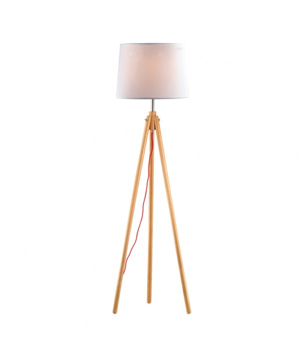 Lampada da terra York realizzata in legno metallo e tessuto color Wood