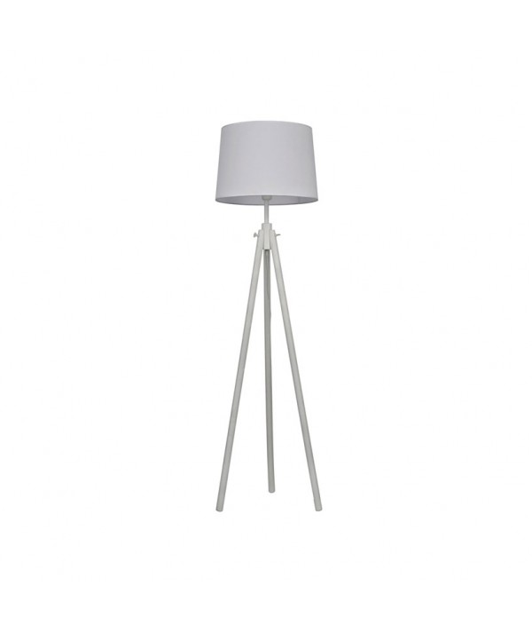 Lampada da terra York realizzata in legno metallo e tessuto bianco