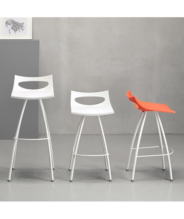 Sgabello diablito struttura lino colore lino / arancio