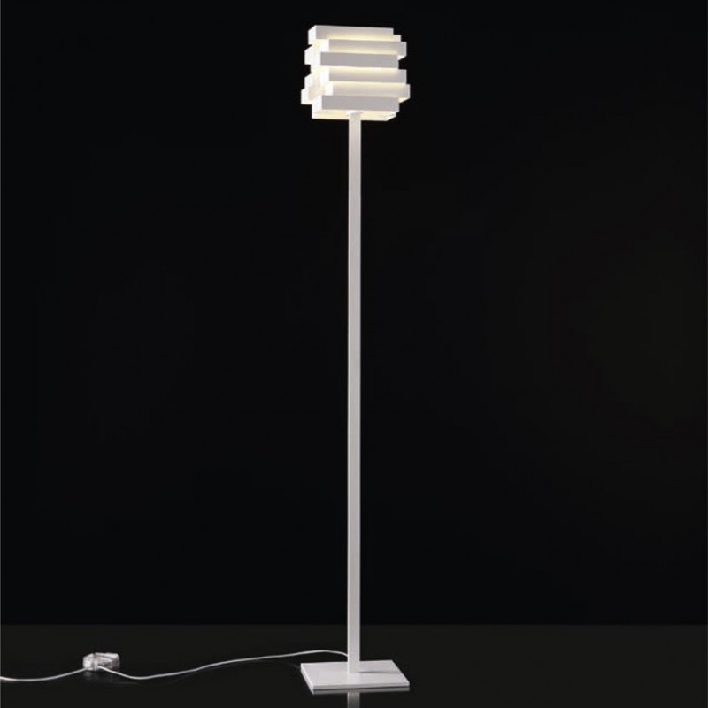 Lampada da Terra Escape Fluo E27 realizzata in alluminio verniciato bianco Lampada da Terra Escape Fluo E27 realizzata in alluminio verniciato bianco