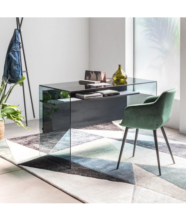 Scrivania Scriba New, con ripiani in grigio e struttura  trasparente